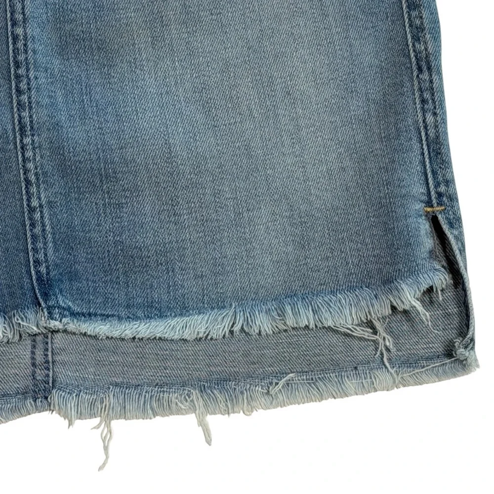 Abercrombie & Fitch Womens Medium Wash Denim Mini Skirt Raw Hem High Low Size 25
